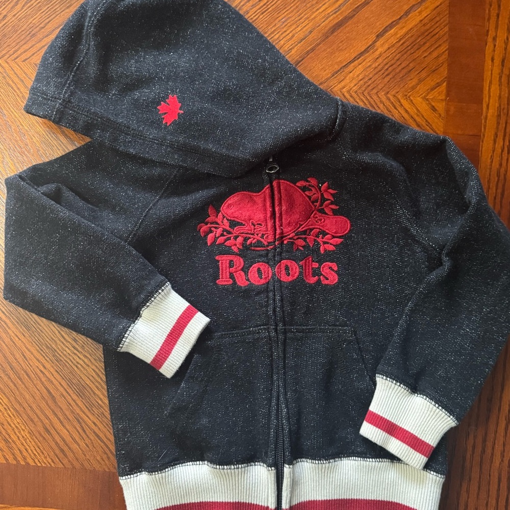 Roots Kids Hoodie with Red and White Accents